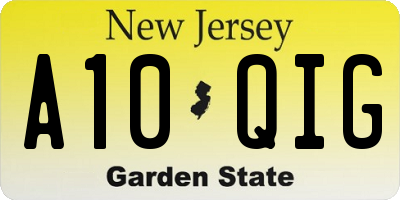 NJ license plate A10QIG