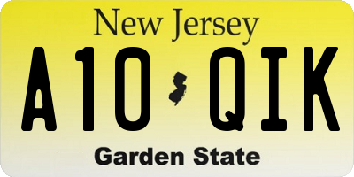 NJ license plate A10QIK