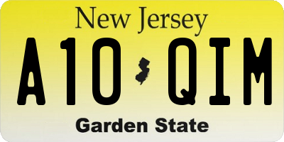 NJ license plate A10QIM