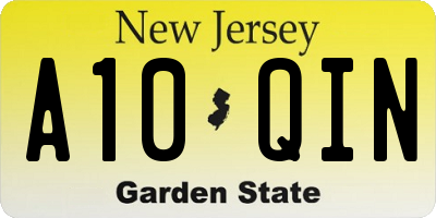 NJ license plate A10QIN