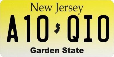 NJ license plate A10QIO