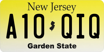 NJ license plate A10QIQ