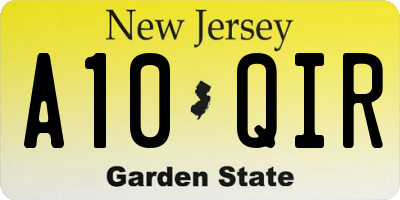 NJ license plate A10QIR