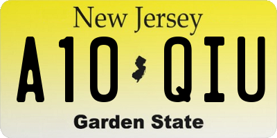 NJ license plate A10QIU