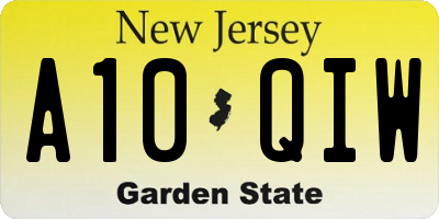 NJ license plate A10QIW