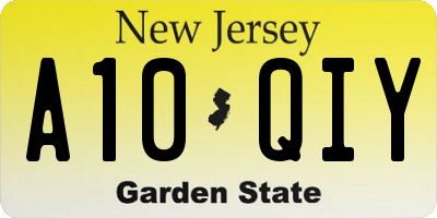 NJ license plate A10QIY