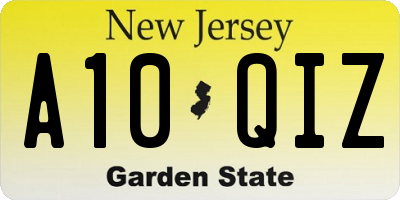 NJ license plate A10QIZ