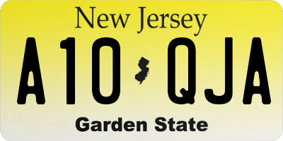 NJ license plate A10QJA