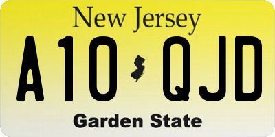 NJ license plate A10QJD