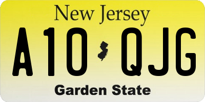 NJ license plate A10QJG