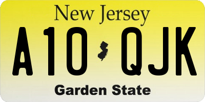 NJ license plate A10QJK