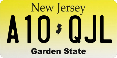 NJ license plate A10QJL