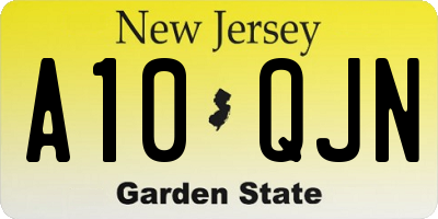 NJ license plate A10QJN