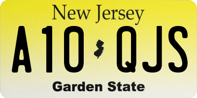 NJ license plate A10QJS