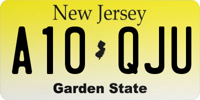 NJ license plate A10QJU