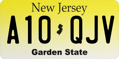 NJ license plate A10QJV