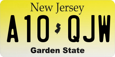 NJ license plate A10QJW