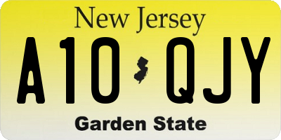 NJ license plate A10QJY