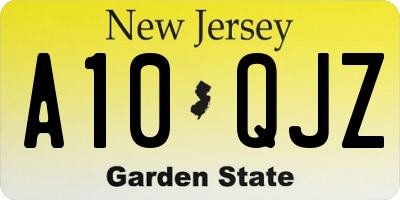 NJ license plate A10QJZ