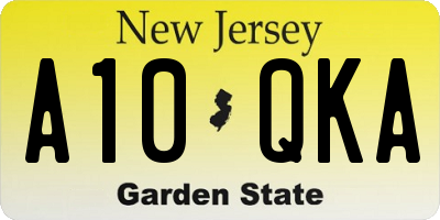 NJ license plate A10QKA