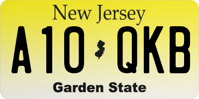 NJ license plate A10QKB