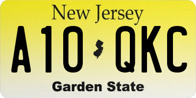 NJ license plate A10QKC