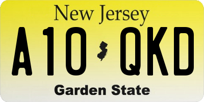 NJ license plate A10QKD