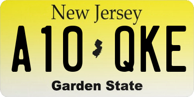 NJ license plate A10QKE