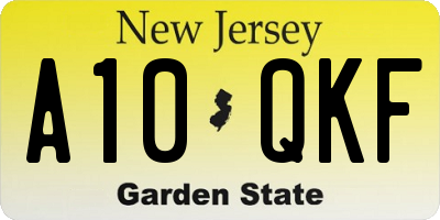 NJ license plate A10QKF