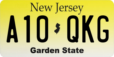 NJ license plate A10QKG