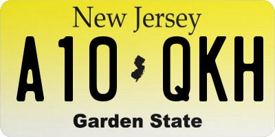 NJ license plate A10QKH
