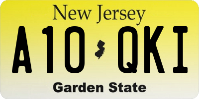 NJ license plate A10QKI