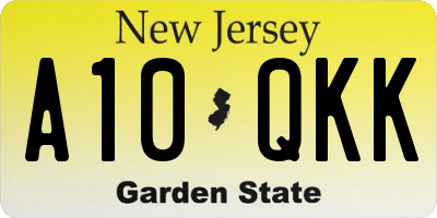 NJ license plate A10QKK