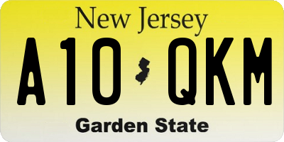 NJ license plate A10QKM