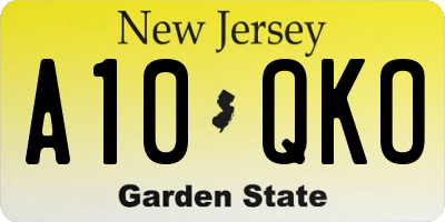 NJ license plate A10QKO