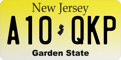 NJ license plate A10QKP
