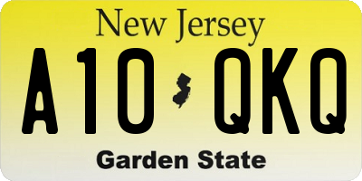 NJ license plate A10QKQ