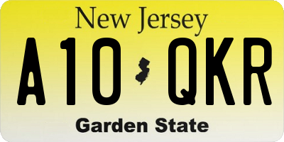 NJ license plate A10QKR