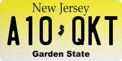 NJ license plate A10QKT