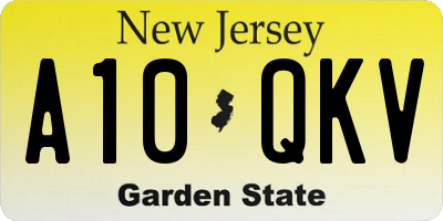 NJ license plate A10QKV
