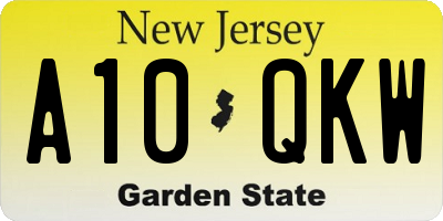 NJ license plate A10QKW