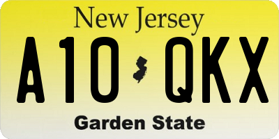 NJ license plate A10QKX