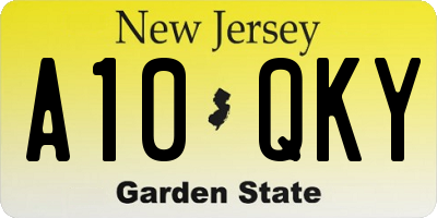 NJ license plate A10QKY