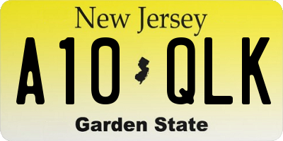 NJ license plate A10QLK