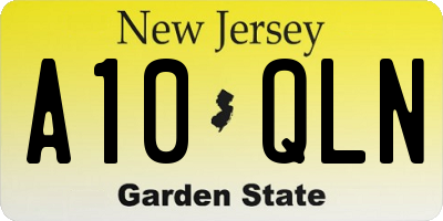 NJ license plate A10QLN