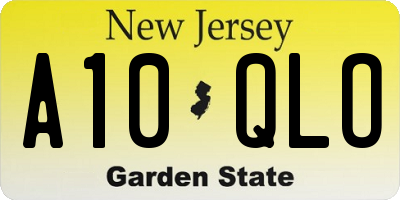 NJ license plate A10QLO