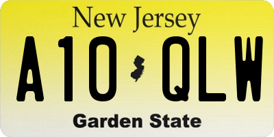 NJ license plate A10QLW