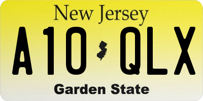 NJ license plate A10QLX