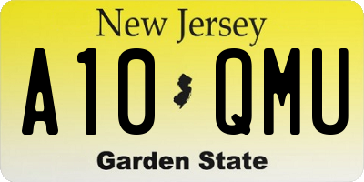 NJ license plate A10QMU