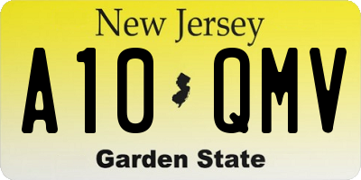 NJ license plate A10QMV